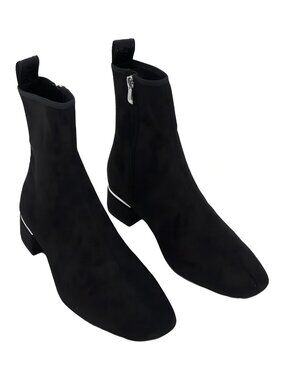 DKNY Vaider Square Toe Block Heel Ankle Booties Black Sz US 7.5M EU 38